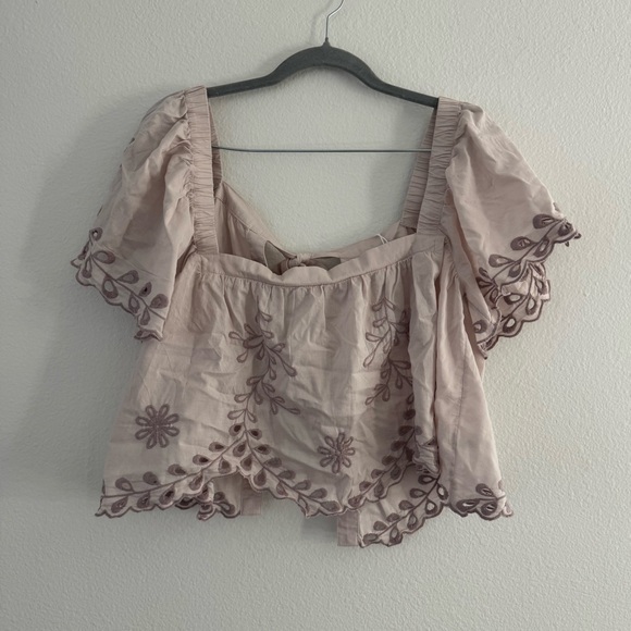 AE Women’s Embroidered Eyelet Dusty Pink Ethereal Fairy Girly Matching Set NWT - Picture 4 of 11
